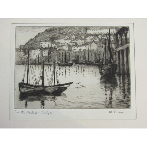 4085 - MABEL OLIVER PARKER (1868-1956): Suffolk artist, a drypoint etching of Newlyn, Cornwall, entitled 