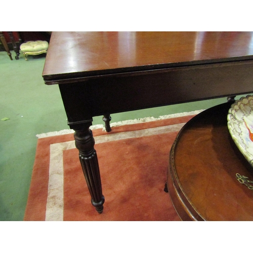 4089 - A Regency flame mahogany D-end table with bobbin turned moulded decorated recessed panel frieze over... 