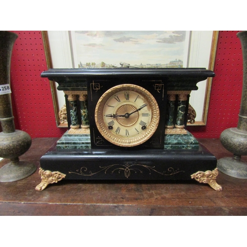 4141 - An ebonised mantel clock, eight-day, half hour strike, cathedral gong, made by The Sessions Clock Co... 