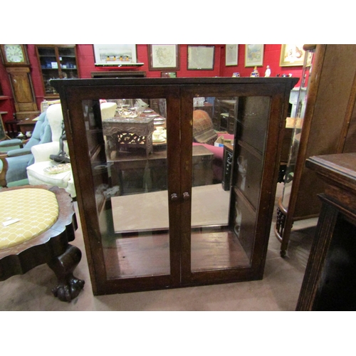 4241 - A 19th Century mahogany shop counter cabinet, glass fronted with doors at back, 61cm high x 57cm wid... 