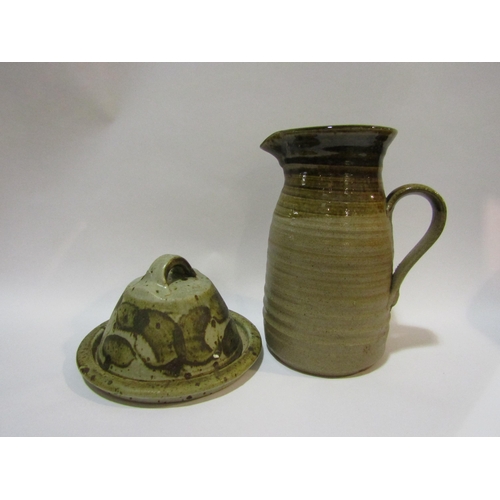 4299 - A Studio pottery cheese dome and jug, 26cm high   (E)  £10-15