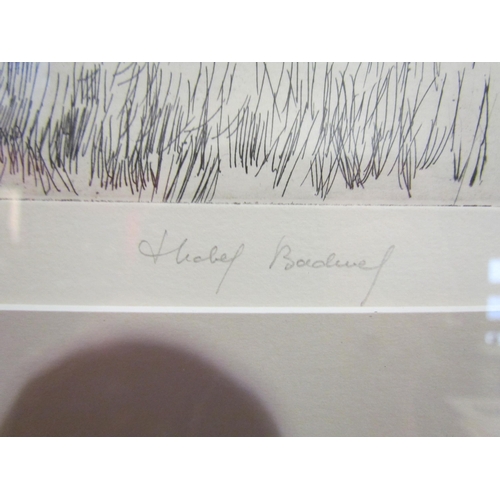 4083 - Michel Baduel (French artist): A drawing of Mangins, pencil signed and titled to border, framed and ... 