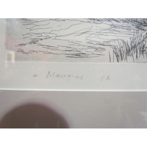 4083 - Michel Baduel (French artist): A drawing of Mangins, pencil signed and titled to border, framed and ... 