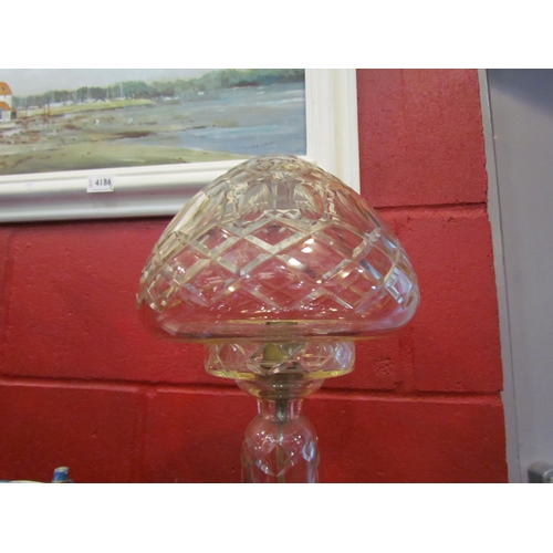 4188 - A crystal table lamp, mushroom form shape shade, approximately 40cm high