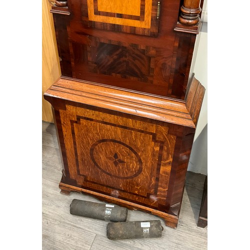 7029 - A Georgian Wharton of Grimsby oversized longcase clock, mahogany case, painted Roman dial, marquetry... 