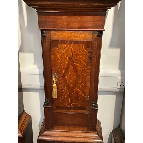 7030 - A George Tooley of Aylesbury mahogany cased long case clock, floral painted dial with Roman numerals... 