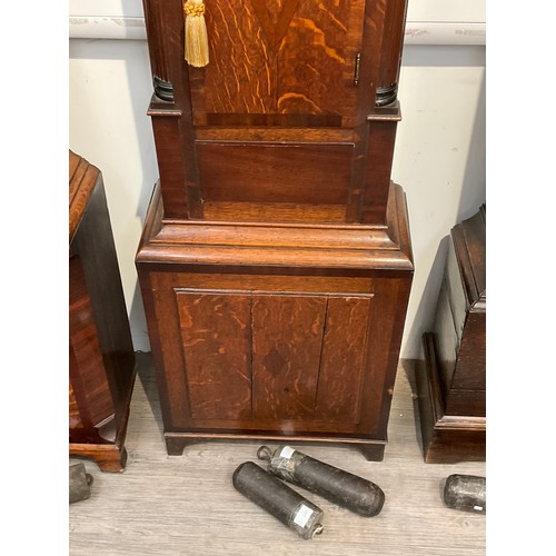 7030 - A George Tooley of Aylesbury mahogany cased long case clock, floral painted dial with Roman numerals... 