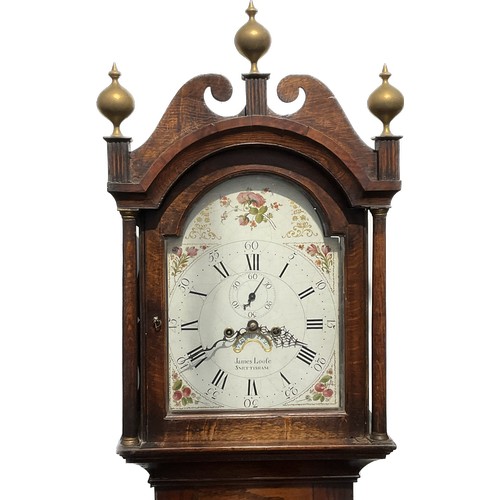 7031 - A Georgian James Loofe of Snettisham long case clock, floral and gilt enriched dial, second and cale... 