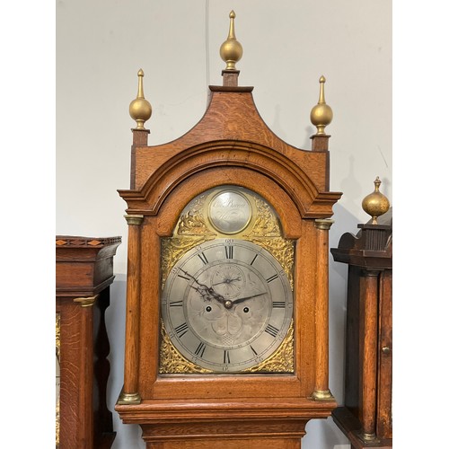 7035 - A George Borrett of Harwich (active 1753-1782) long case clock, calendar wheel to interior of dial, ... 