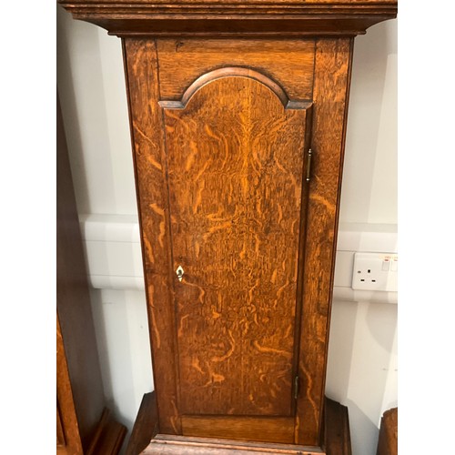 7036 - A late 18th Century eight day long case clock with enamel face by Warren of Ixworth, oak case, subsi... 