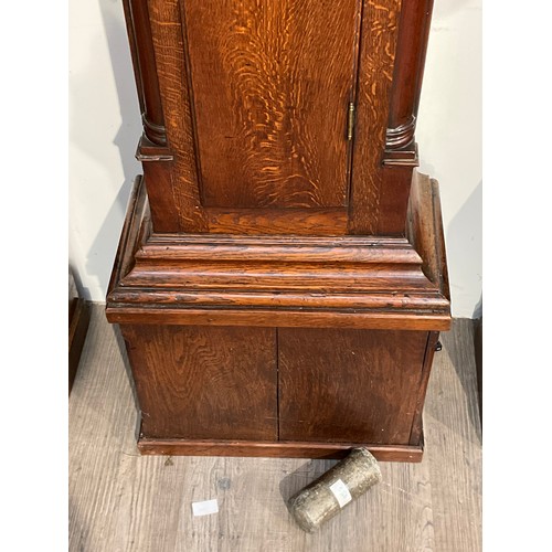 7042 - An 18th Century square 11” faced long case clock by Jacob Housman, Lanc, with calendar wheel, oak ca... 