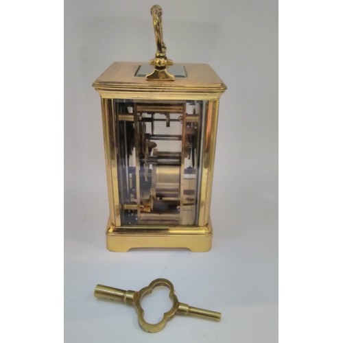 7318 - A Brevete S.G.D.G. French dual time carriage clock, brass cased, with travel case