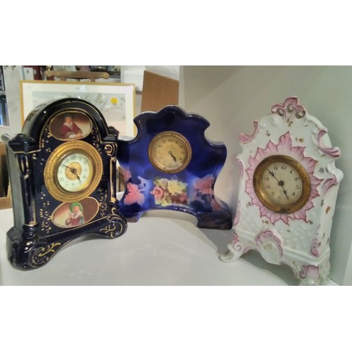 7284 - Seven various ceramic mantel clocks