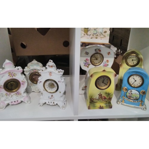 7285 - Seven various ceramic mantel clocks