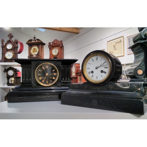 7275 - Two late 19th Century Belgian marble mantel clocks