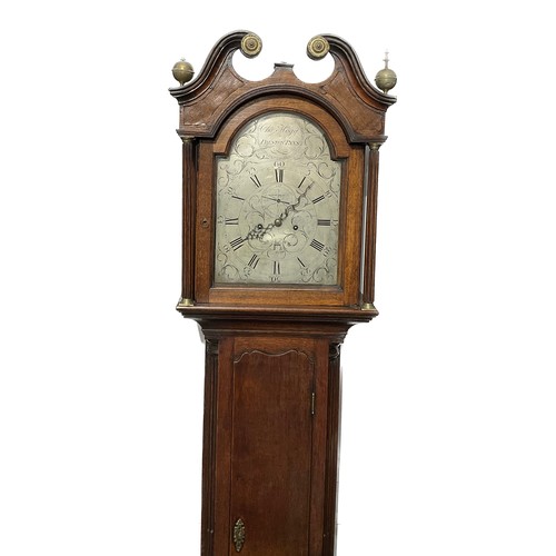 7096 - A Charles Hogg of Preston-Pans Georgian long case clock, 8 day movement, oak cased with swan neck pe... 