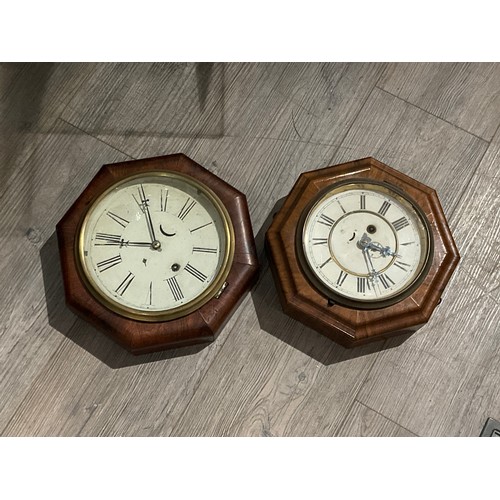 7226 - Two octagonal wall clocks including mahogany cased