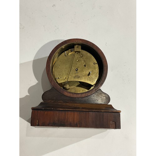 7193 - A Regency rosewood mantel clock with Brevete movement, some losses, Roman dial, 16cm tall