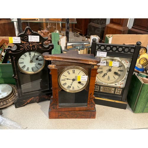 7124 - Three American mantel clocks including ebonised cased, each with a pendulum