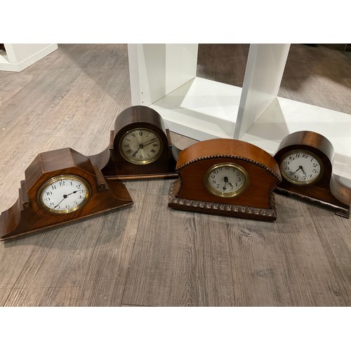 7271 - Four early to mid 20th Century oak cased mantel clocks, various forms