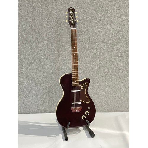 5093 - A Danelectro U2 electric guitar reissue, dark red and cream body