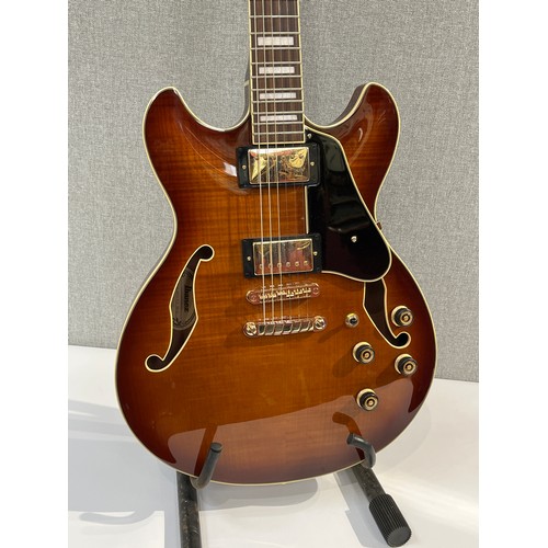 5095 - An Ibanez AS93-VLS 5B-01 semi acoustic guitar, serial number PW17070161, orange burst body, gold col... 