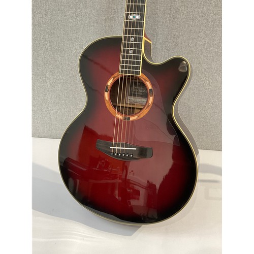 5110 - A Yamaha Compass Series CPX-15WA electro acoustic guitar, redburst body, inlaid sound hole surround,... 