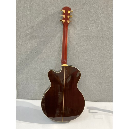 5110 - A Yamaha Compass Series CPX-15WA electro acoustic guitar, redburst body, inlaid sound hole surround,... 