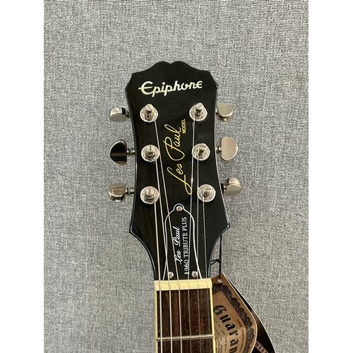 5096 - An Epiphone Les Paul 1960 Tribute Plus electric guitar, figured grey body, serial number F340710, Ep... 