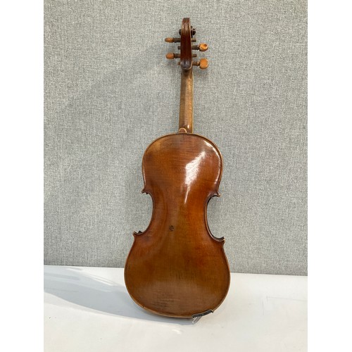 5084 - A late 19th / early 20th Century Stradivarius label violin, full size (4/4), with ATS marked back an... 