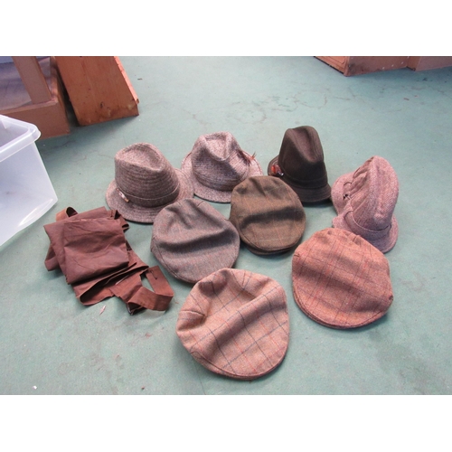 9018 - A box of mixed tweed hats and flat caps etc
