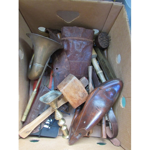 9019 - A box of miscellaneous tolls etc including woodworking, farm and kitchenalia