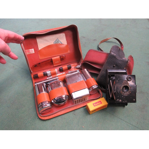 9082 - A cased gents grooming kit and cased Kodak camera