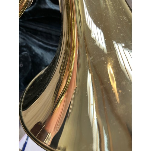 5124 - A Yamaha French horn, brass, model YHR667, some indentations and wear, with fitted Yamaha hard case