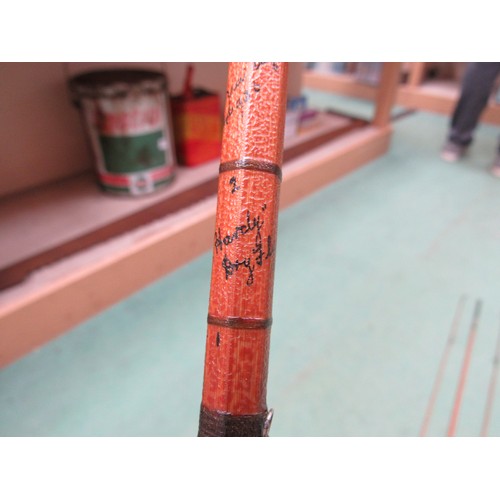 9199 - An aluminium cased Hardy Pala Kona split cane fly fishing rod