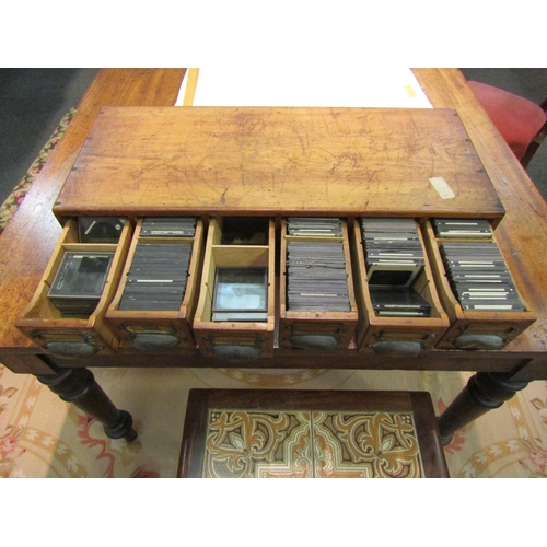 1109 - A six drawer index card unit containing magic lantern slides (approx. 200)