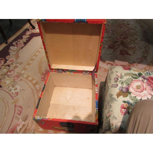 1113 - Two sewing chests with contents and a toy box