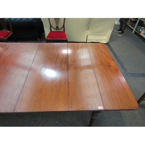 1135 - A Victorian extending dining table with three extra leaves on turned legs to castors, 73cm high x 26... 