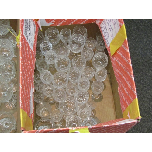 1149 - Three boxes of mixed crystal and cut glass drinking glasses  (E)  £40-60