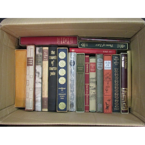 1154 - Two boxes of Folio Society books, including J.R.R Tolkien 'The Hobbit', Dylan Thomas 'Under Milkwood... 