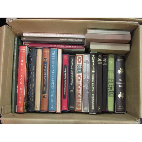 1154 - Two boxes of Folio Society books, including J.R.R Tolkien 'The Hobbit', Dylan Thomas 'Under Milkwood... 