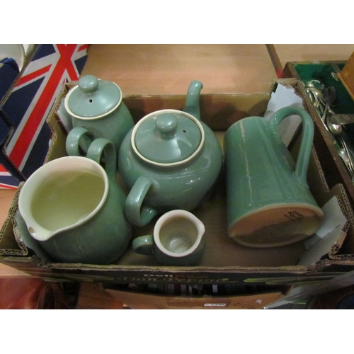 1433 - A selection of Denby Manor Green jugs and a teapot