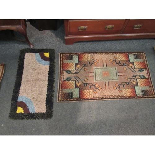 1036 - Five mainly brown ground rugs including floral design runner