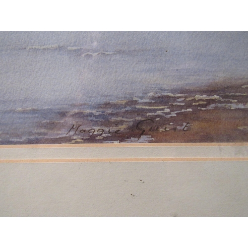 1124 - MAGGIE GUEST: Two watercolours of beach/seaside scenes, framed and glazed (2)