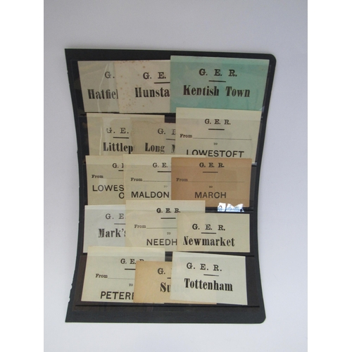 7004 - A packet containing luggage labels from various companies including GER, GN/GE Jt Railway and Colne ... 