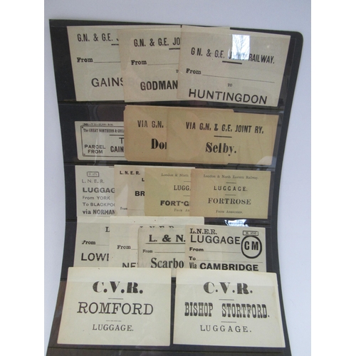 7004 - A packet containing luggage labels from various companies including GER, GN/GE Jt Railway and Colne ... 