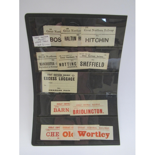 7004 - A packet containing luggage labels from various companies including GER, GN/GE Jt Railway and Colne ... 