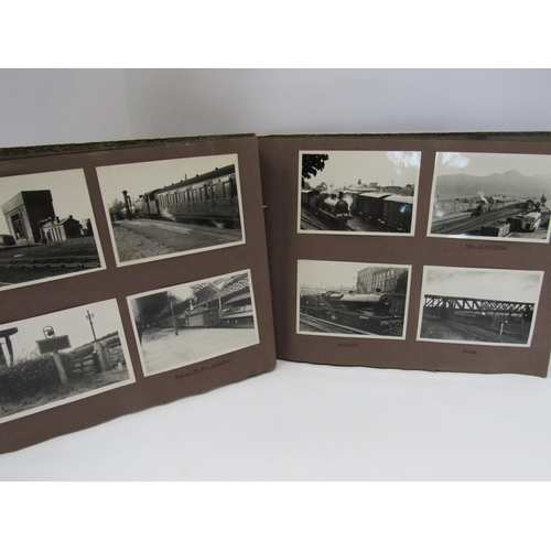 7024 - An album containing black and white photos of mostly British Railways and European Locomotives and a... 