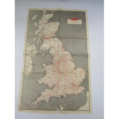 7025 - Two British Railways maps of the UK Network dated 1949 & 1956, and a quantity of LMS luggage labels ... 