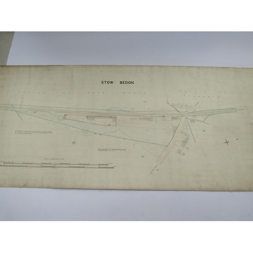 7032 - Two original rolled and dated surveyors maps and one paper copy of railway stations - Watton, Holme ... 